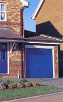 Cardale Chevron up & over metal garage door in Blue
